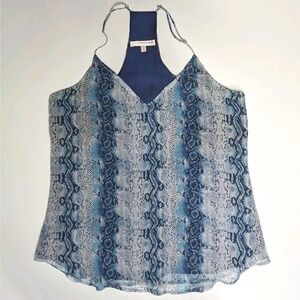 Silk Racerback Camisole Small Blue Snake Print Lavender Brown Spaghetti Strap